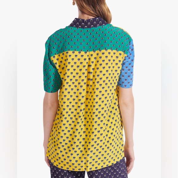 STAUD Pallas Top, Size S, Color Blocked Calico Print - Picture 3 of 10